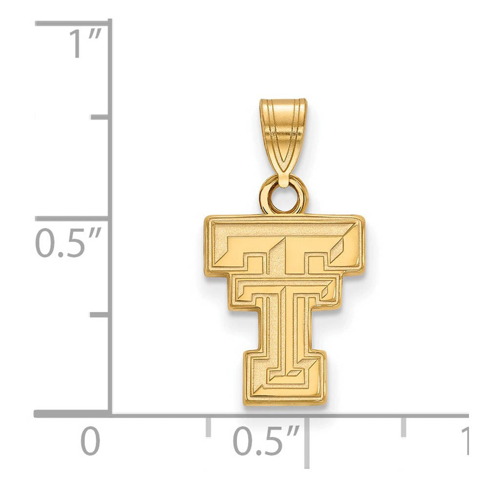 Alternate view of the 10k Yellow Gold Texas Tech U. Small 'TT' Pendant by The Black Bow Jewelry Co.