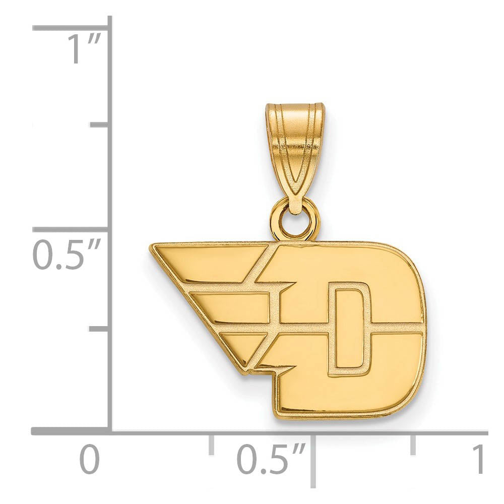 Alternate view of the 10k Yellow Gold U of Dayton Small Pendant by The Black Bow Jewelry Co.