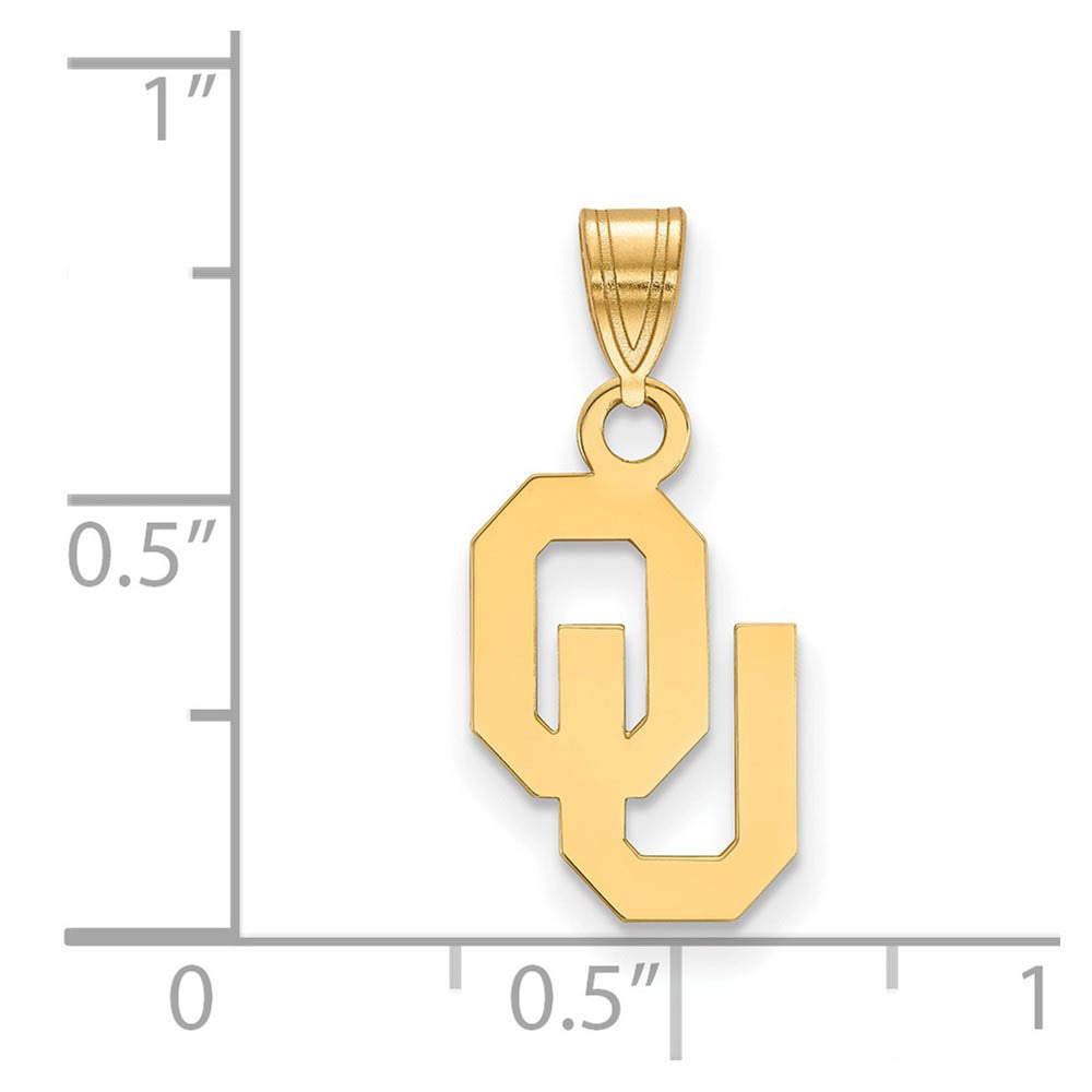 Alternate view of the 10k Yellow Gold U. of Oklahoma Small Pendant by The Black Bow Jewelry Co.