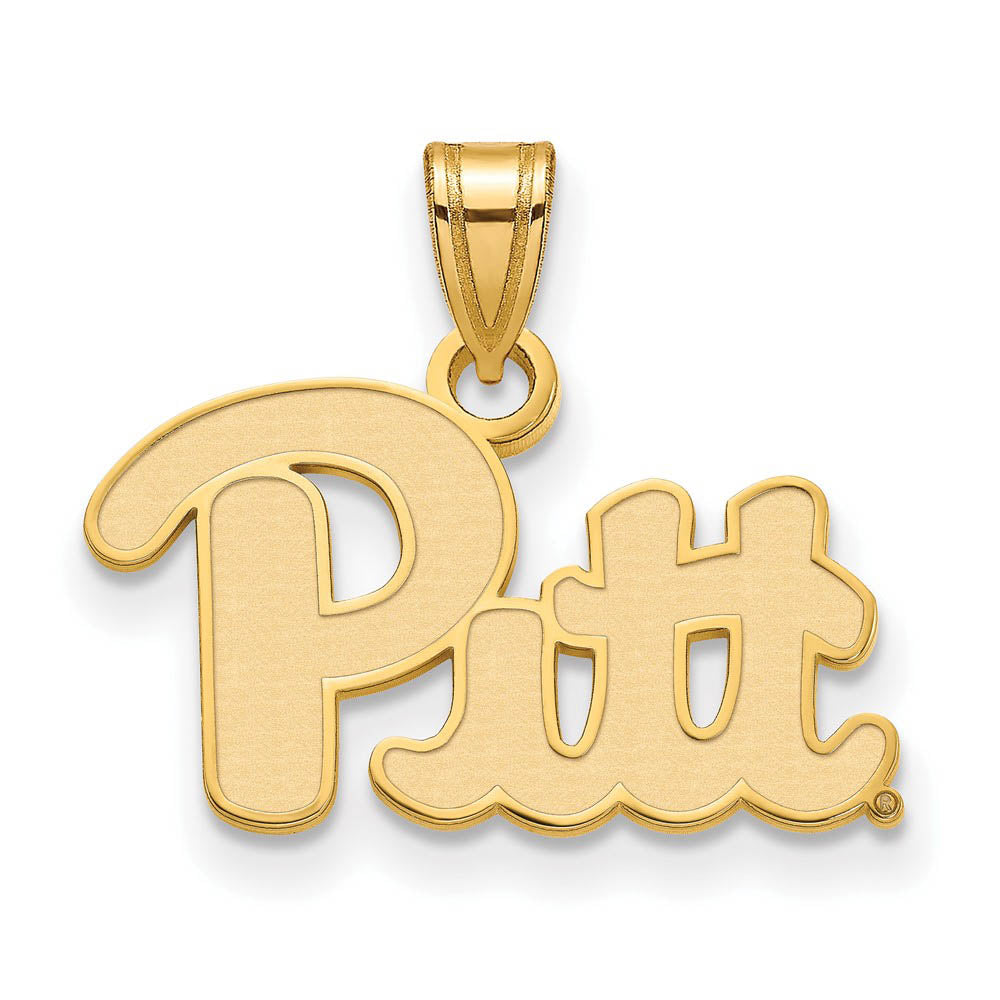 10k Yellow Gold U. of Pittsburgh Small 'Pitt' Pendant, Item P14174 by The Black Bow Jewelry Co.