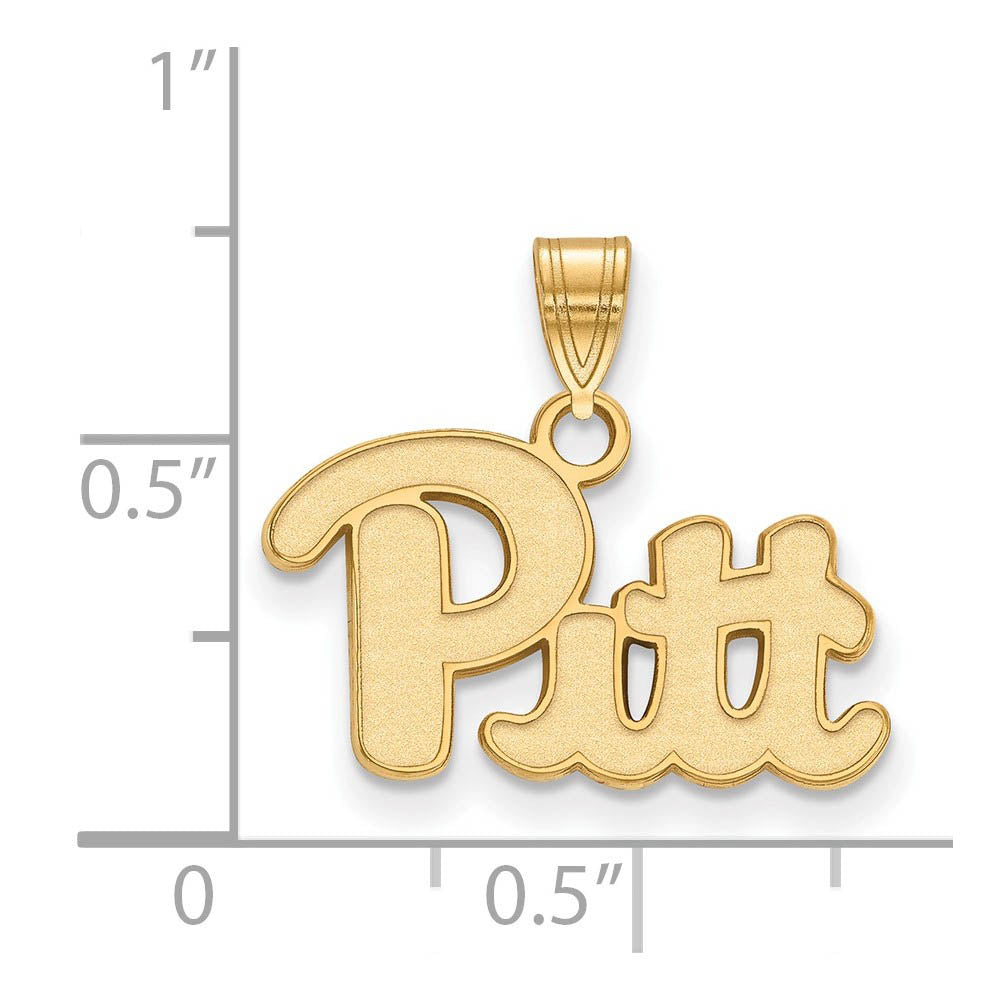 Alternate view of the 10k Yellow Gold U. of Pittsburgh Small 'Pitt' Pendant by The Black Bow Jewelry Co.