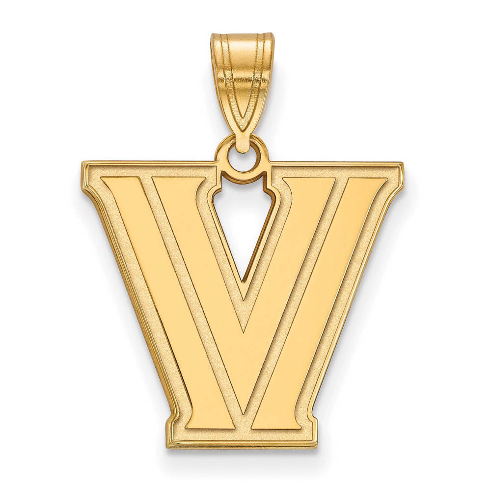 10k Yellow Gold Villanova U. Medium Logo Pendant, Item P14182 by The Black Bow Jewelry Co.