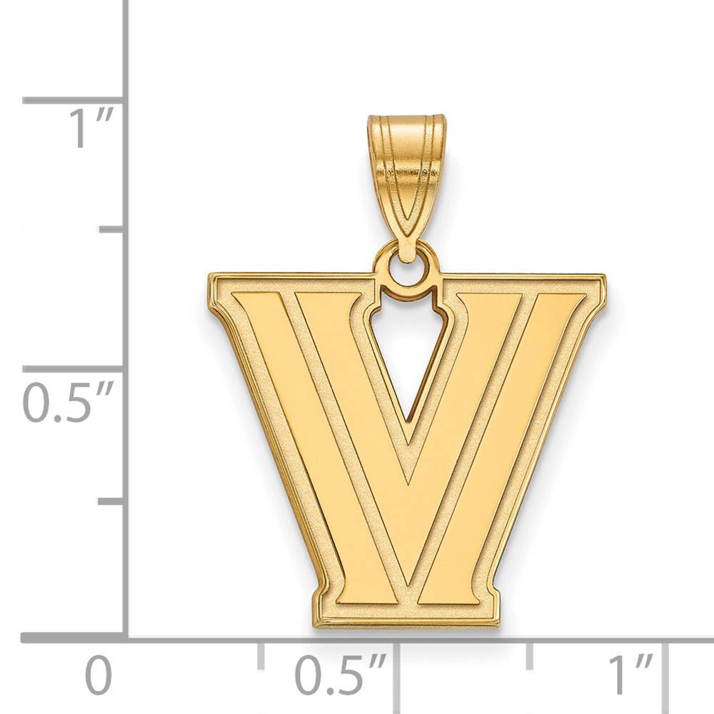 Alternate view of the 10k Yellow Gold Villanova U. Medium Logo Pendant by The Black Bow Jewelry Co.