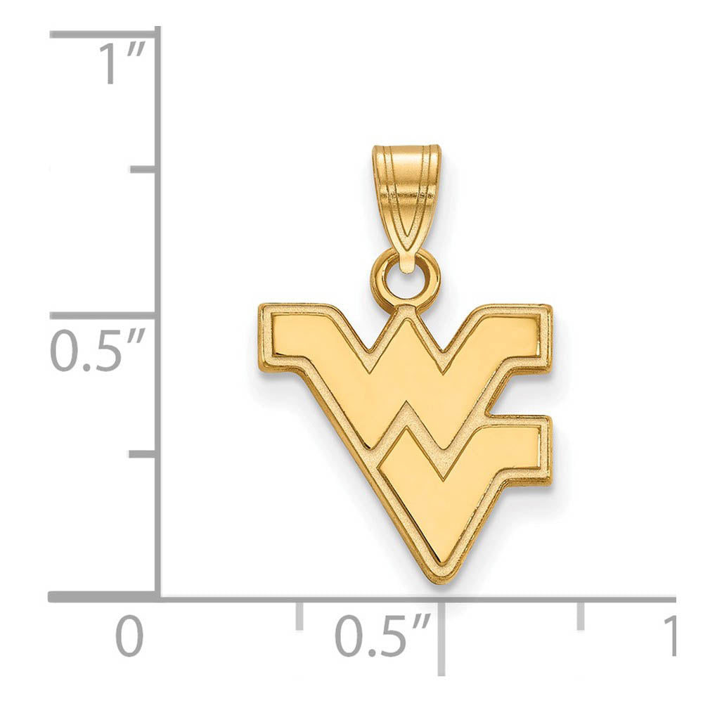 Alternate view of the 10k Yellow Gold West Virginia U. Small Logo Pendant by The Black Bow Jewelry Co.