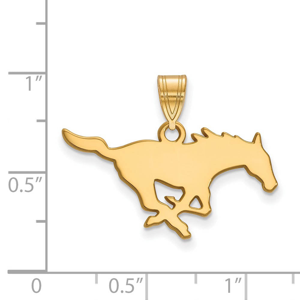 Alternate view of the 10k Yellow Gold Southern Methodist U. Medium Pendant by The Black Bow Jewelry Co.