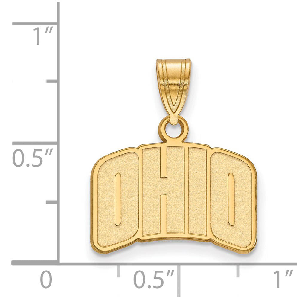 Alternate view of the 10k Yellow Gold Ohio U. Small Pendant by The Black Bow Jewelry Co.