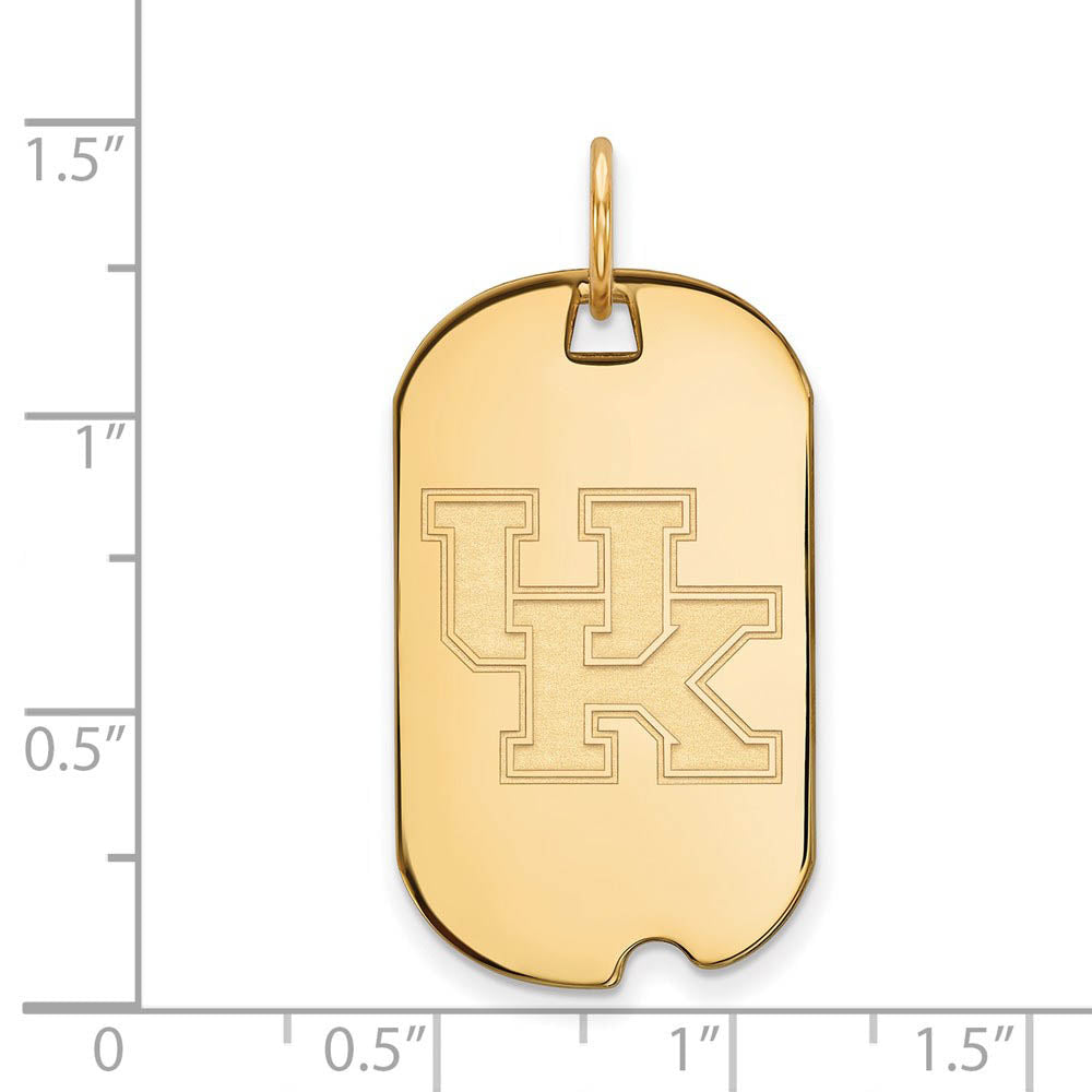 Alternate view of the 10k Yellow Gold U. of Kentucky Dog Tag Pendant by The Black Bow Jewelry Co.