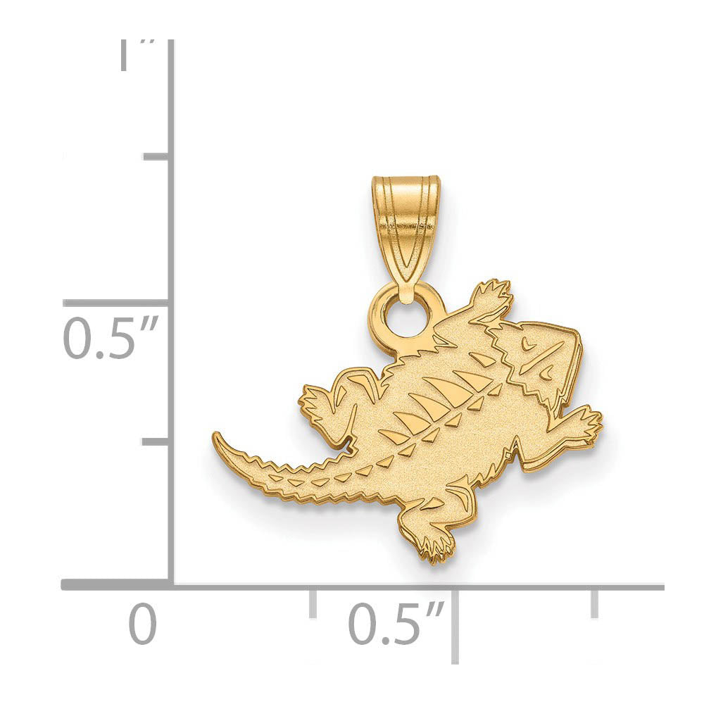 Alternate view of the 10k Yellow Gold Texas Christian U. Small Pendant by The Black Bow Jewelry Co.