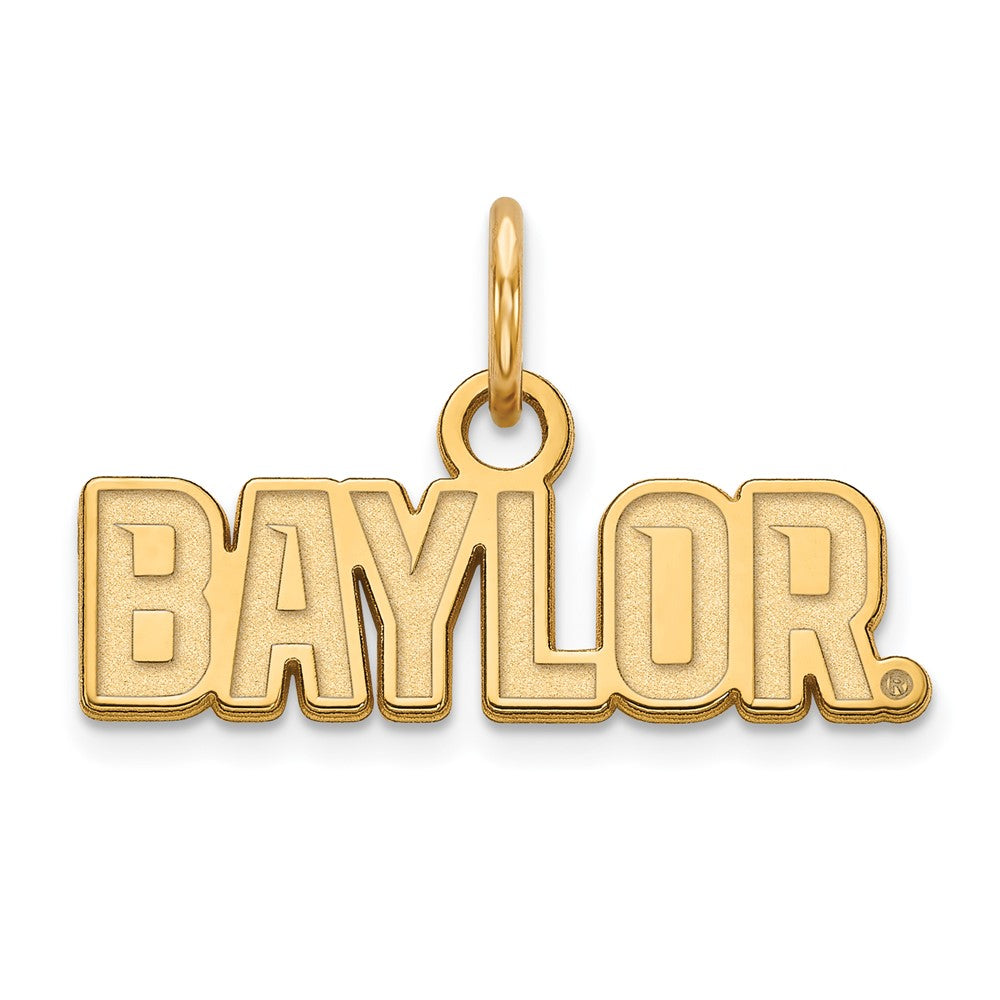 10k Yellow Gold Baylor U XS (Tiny) Script Logo Charm or Pendant, Item P14341 by The Black Bow Jewelry Co.