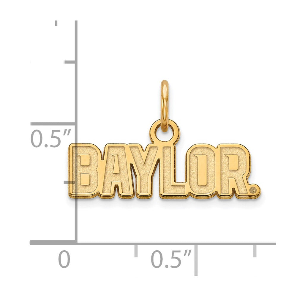 Alternate view of the 10k Yellow Gold Baylor U XS (Tiny) Script Logo Charm or Pendant by The Black Bow Jewelry Co.