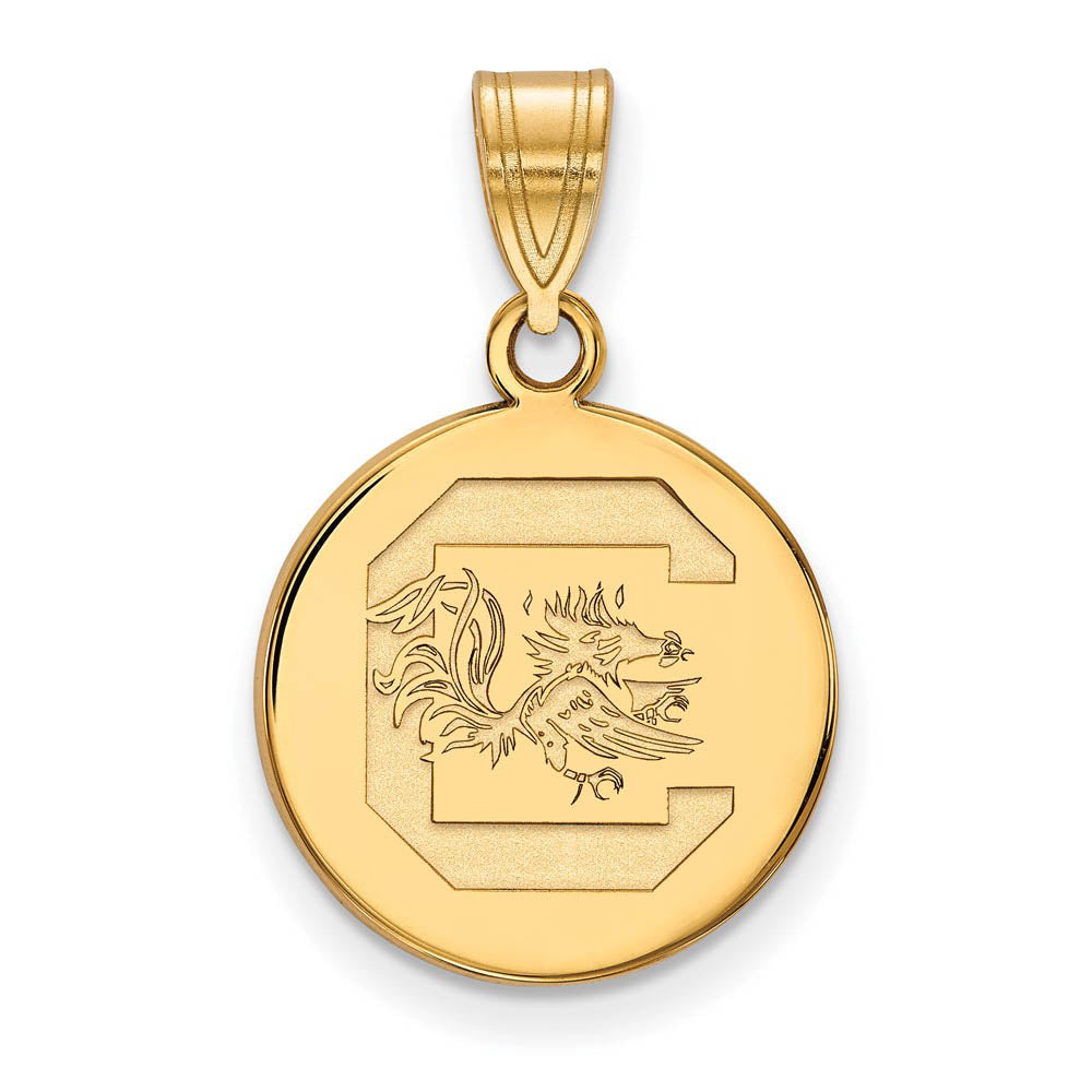 10k Yellow Gold South Carolina Medium Disc Pendant, Item P14356 by The Black Bow Jewelry Co.