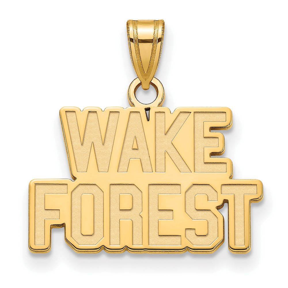 10k Yellow Gold Wake Forest U. Small Logo Pendant, Item P14375 by The Black Bow Jewelry Co.