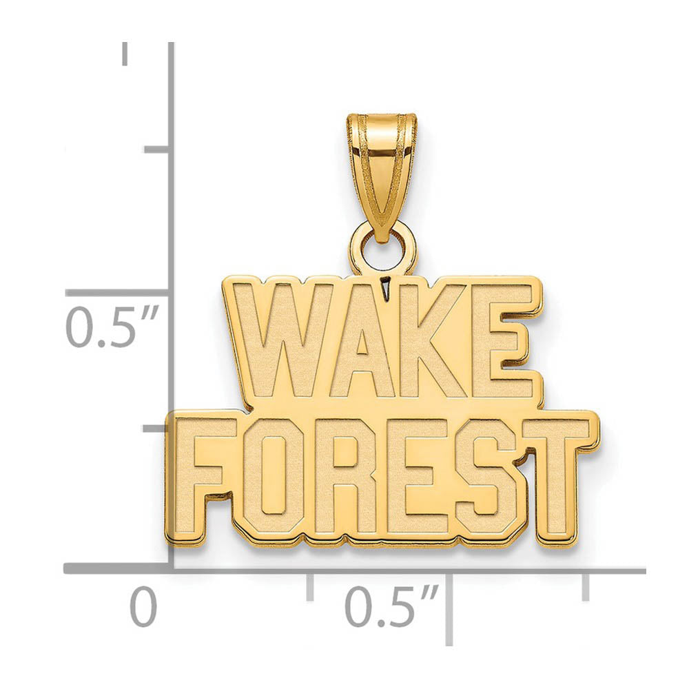 Alternate view of the 10k Yellow Gold Wake Forest U. Small Logo Pendant by The Black Bow Jewelry Co.