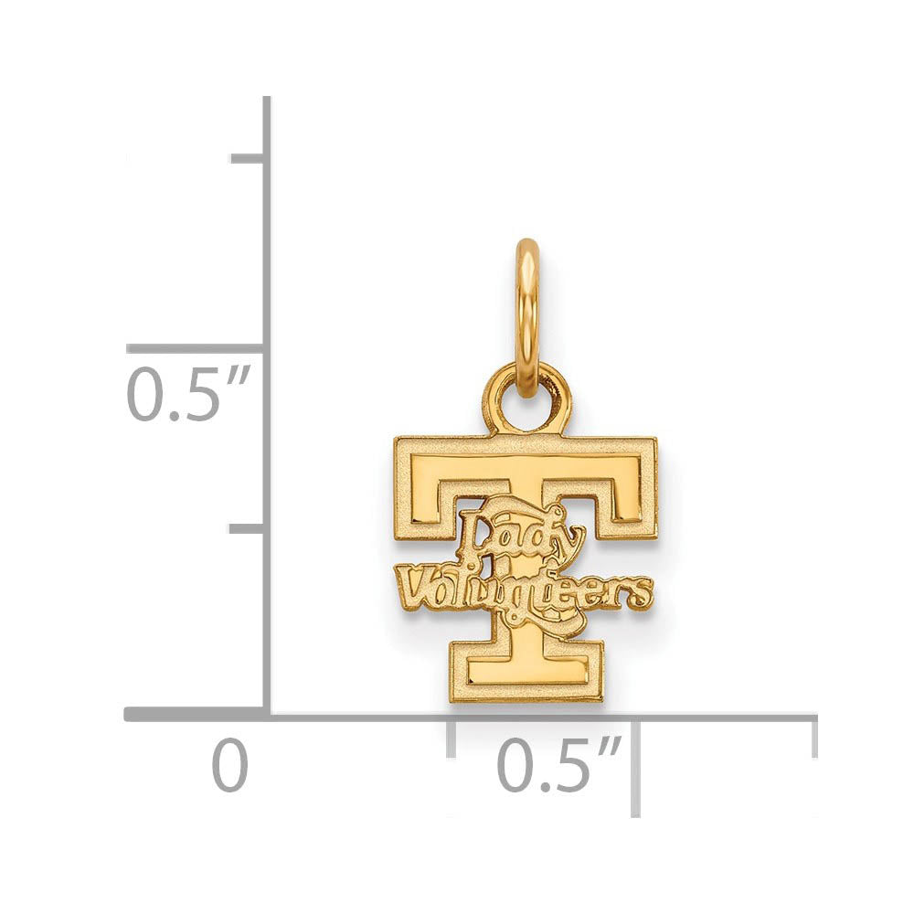 Alternate view of the 10k Yellow Gold U. of Tennessee XS (Tiny) 'T' Logo Charm or Pendant by The Black Bow Jewelry Co.