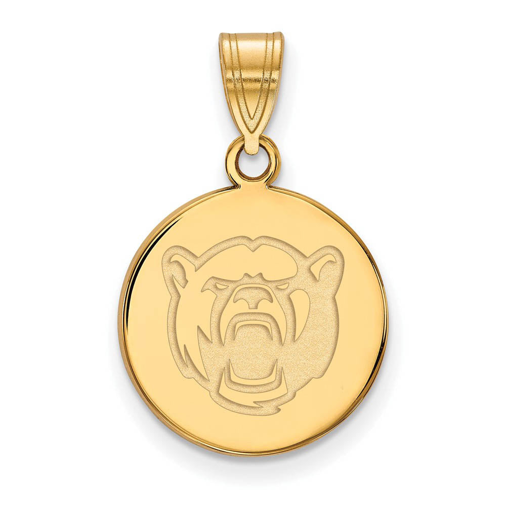 10k Yellow Gold Baylor U Medium Bears Disc Pendant, Item P14394 by The Black Bow Jewelry Co.