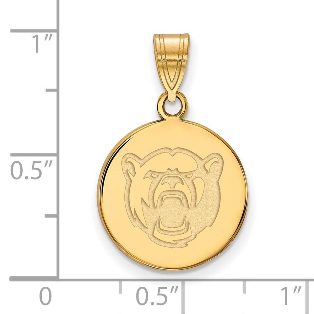 Alternate view of the 10k Yellow Gold Baylor U Medium Bears Disc Pendant by The Black Bow Jewelry Co.