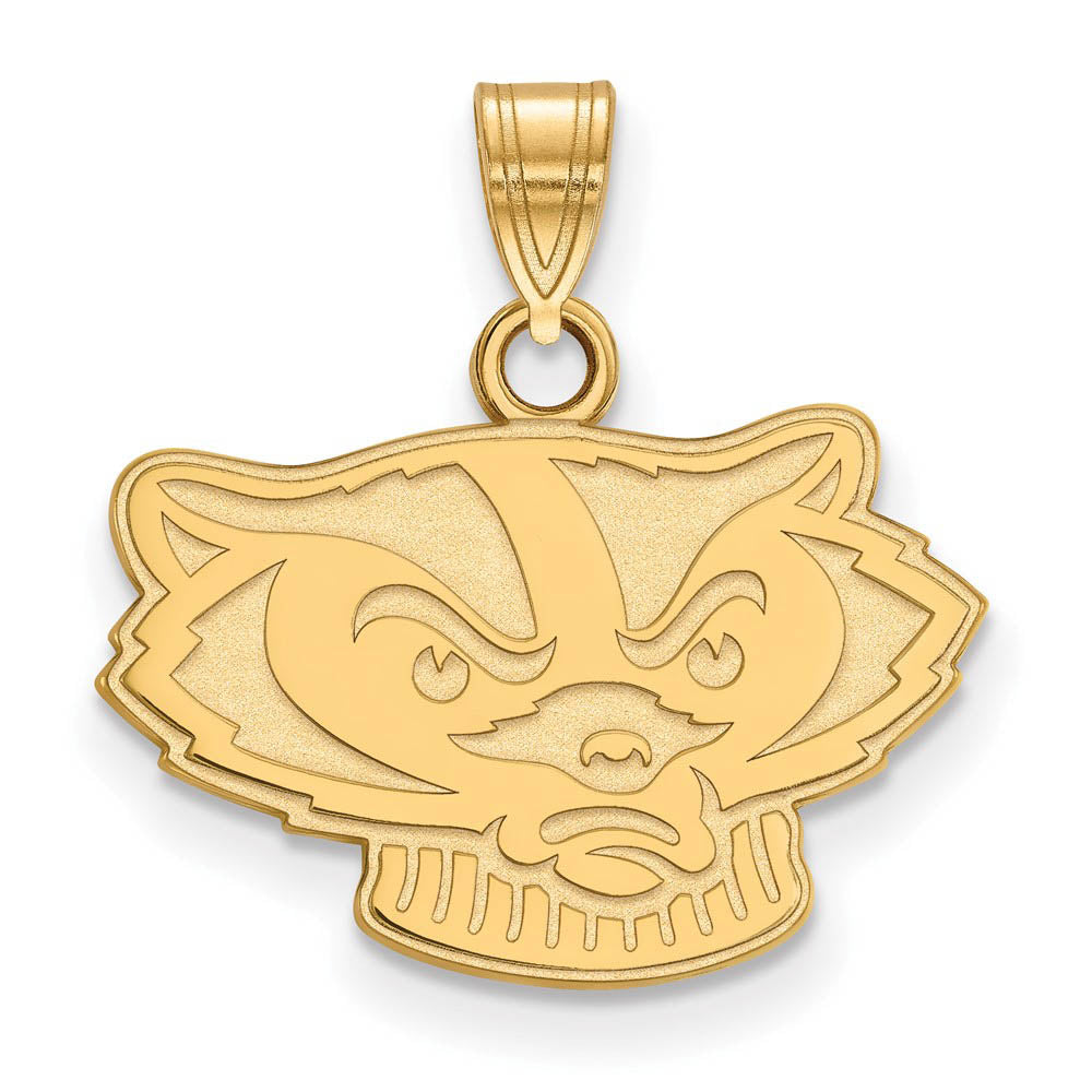 10k Yellow Gold U. of Wisconsin Small Mascot Pendant, Item P14422 by The Black Bow Jewelry Co.