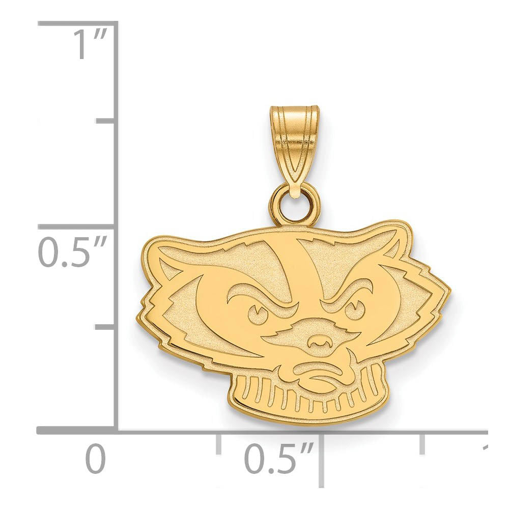 Alternate view of the 10k Yellow Gold U. of Wisconsin Small Mascot Pendant by The Black Bow Jewelry Co.