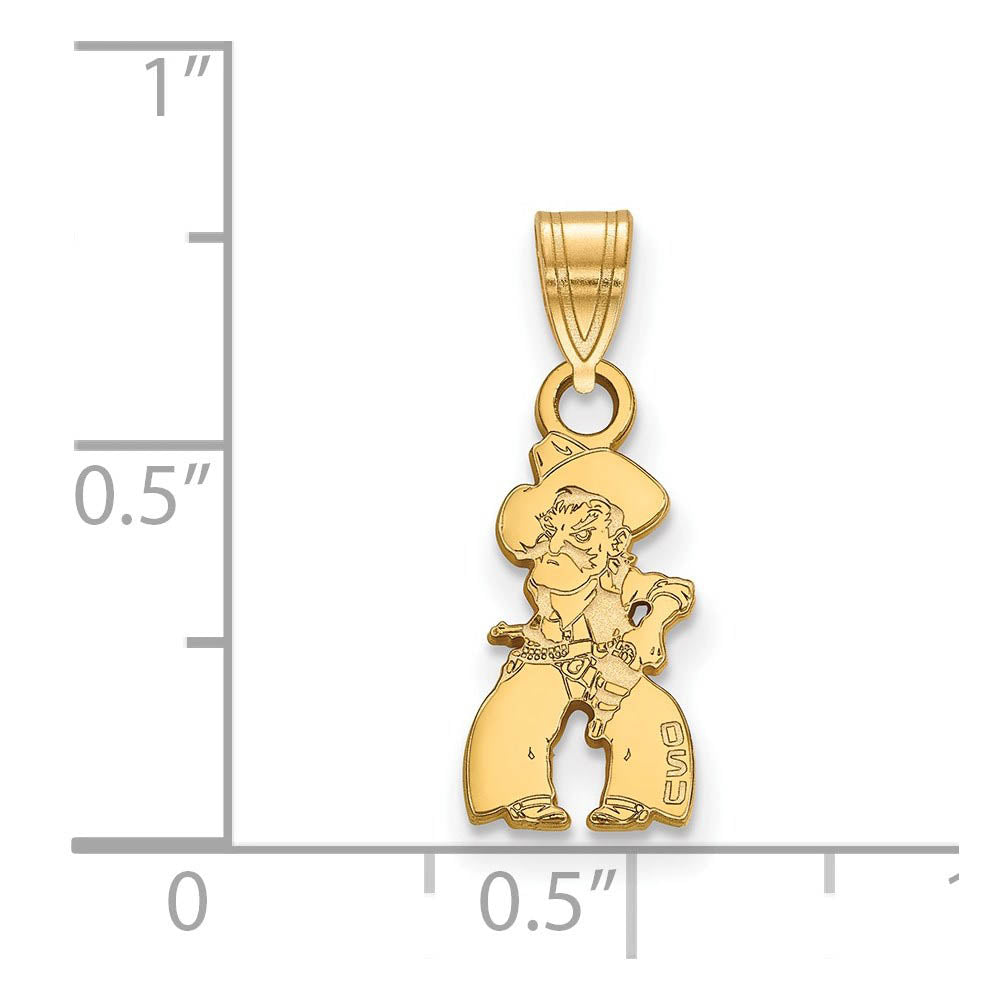 Alternate view of the 10k Yellow Gold Oklahoma State Small Pendant by The Black Bow Jewelry Co.
