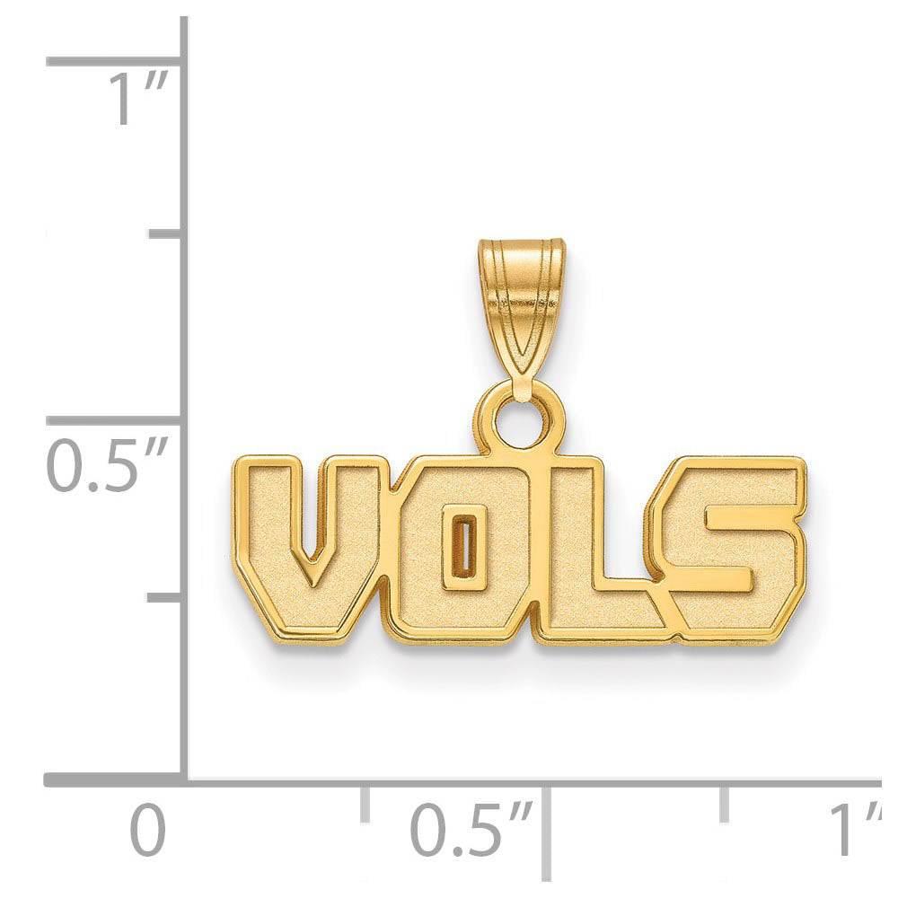 Alternate view of the 10k Yellow Gold U. of Tennessee Small 'Vols' Pendant by The Black Bow Jewelry Co.