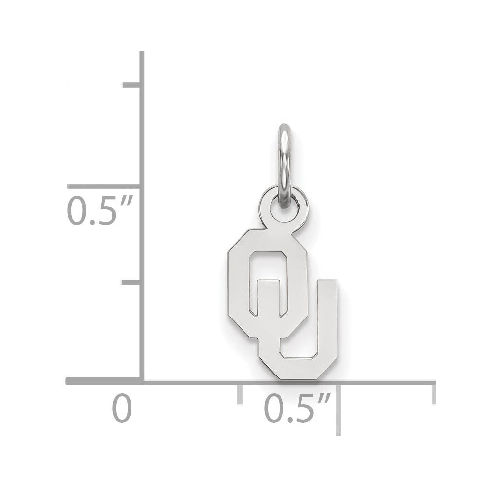 Alternate view of the 14k White Gold U. of Oklahoma XS (Tiny) Charm or Pendant by The Black Bow Jewelry Co.