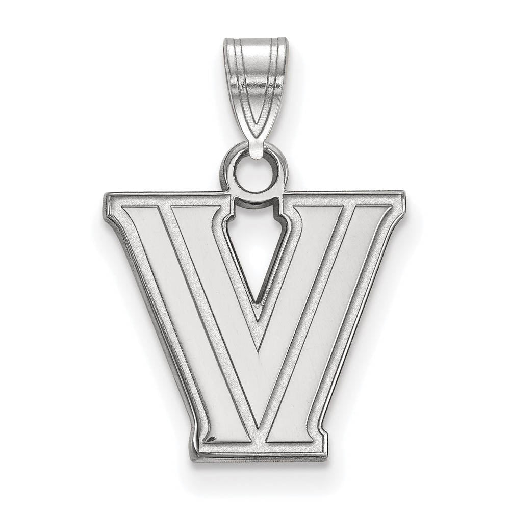 14k White Gold Villanova U. Small Logo Pendant, Item P14463 by The Black Bow Jewelry Co.