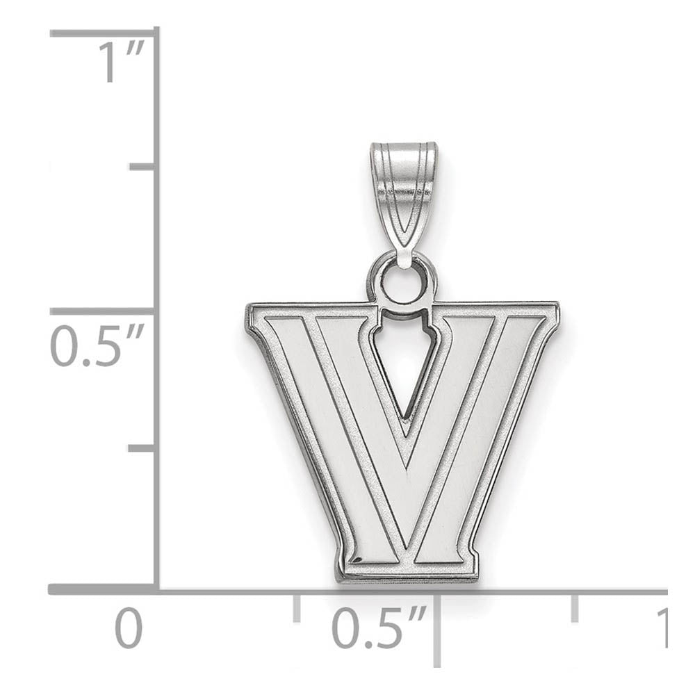 Alternate view of the 14k White Gold Villanova U. Small Logo Pendant by The Black Bow Jewelry Co.