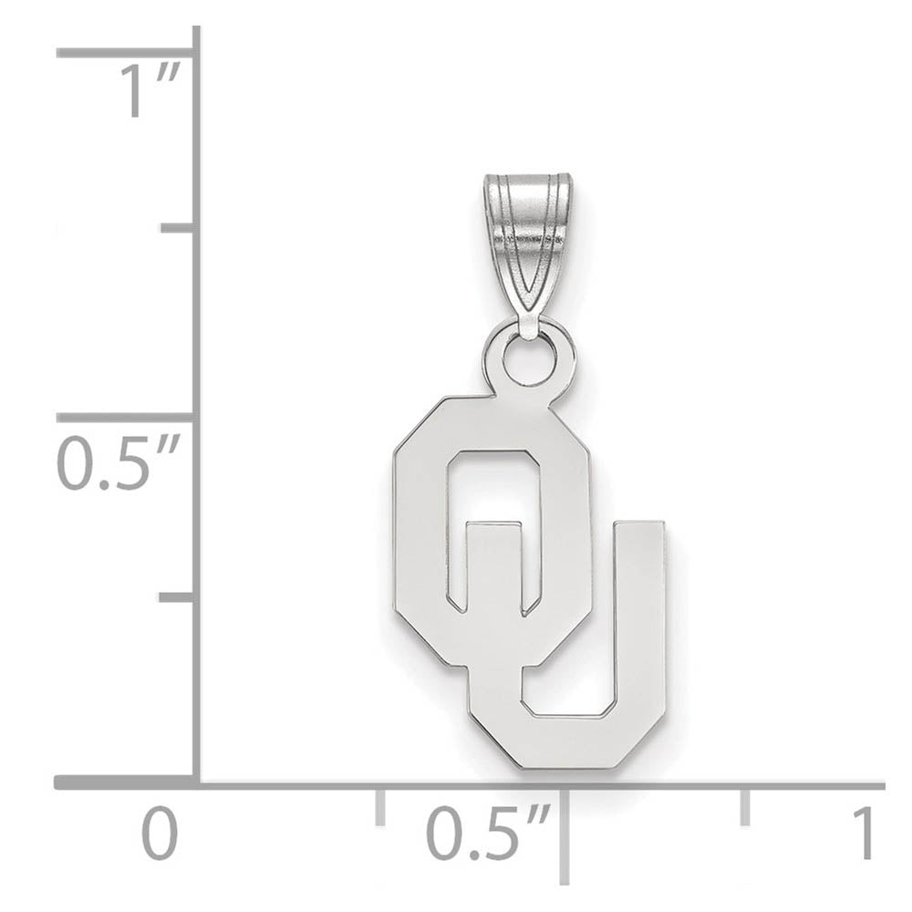 Alternate view of the 14k White Gold U. of Oklahoma Small Pendant by The Black Bow Jewelry Co.