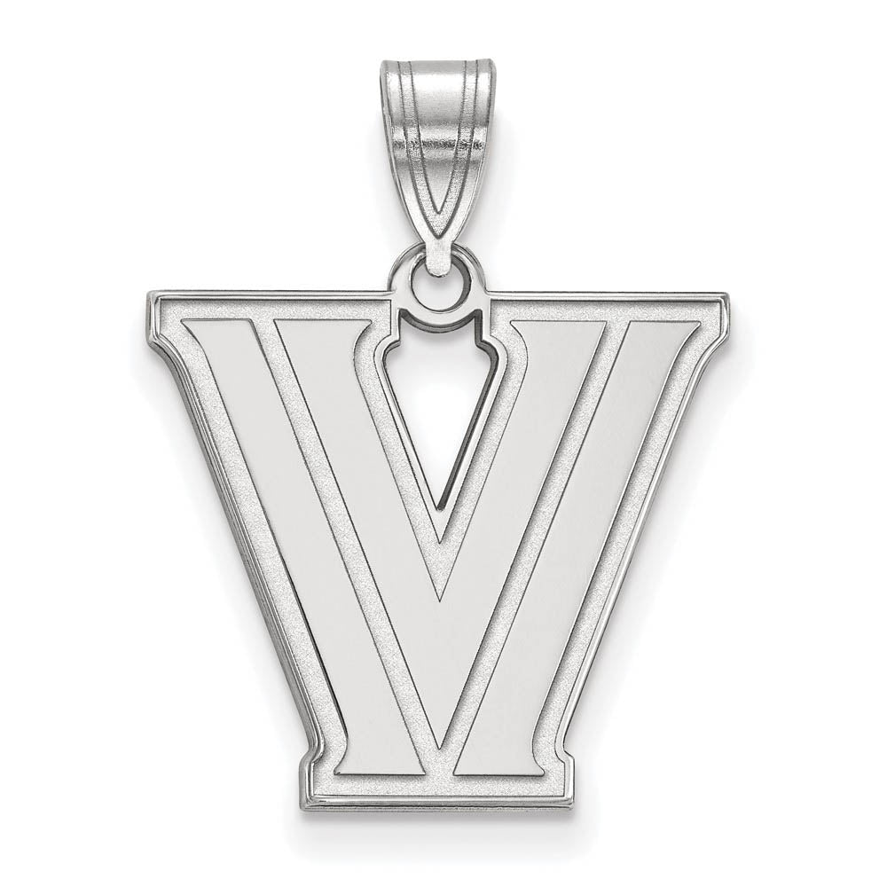14k White Gold Villanova U. Medium Logo Pendant, Item P14465 by The Black Bow Jewelry Co.