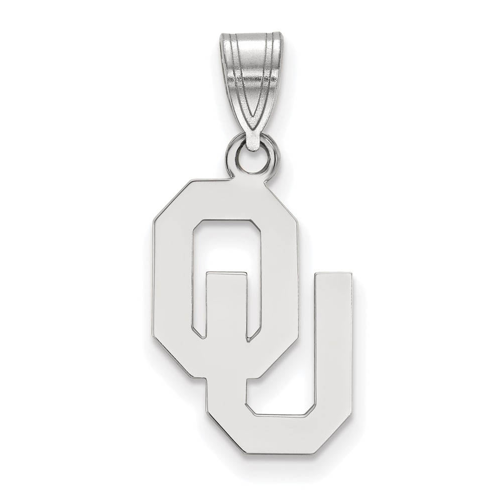 14k White Gold U. of Oklahoma Medium Pendant, Item P14466 by The Black Bow Jewelry Co.