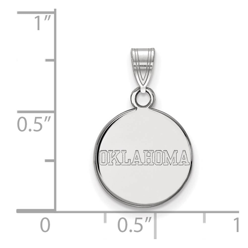 Alternate view of the 14k White Gold U. of Oklahoma Small Disc Pendant by The Black Bow Jewelry Co.