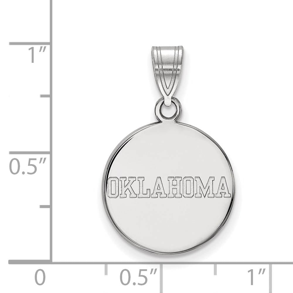 Alternate view of the 14k White Gold U. of Oklahoma Medium Disc Pendant by The Black Bow Jewelry Co.