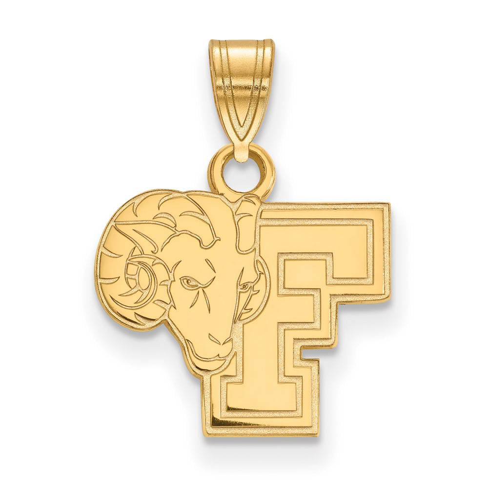 14k Yellow Gold Fordham U Small Logo Pendant, Item P14490 by The Black Bow Jewelry Co.