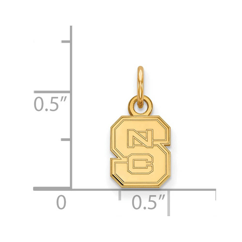 Alternate view of the 14k Yellow Gold North Carolina State XS (Tiny) 'NCS' Charm or Pendant by The Black Bow Jewelry Co.