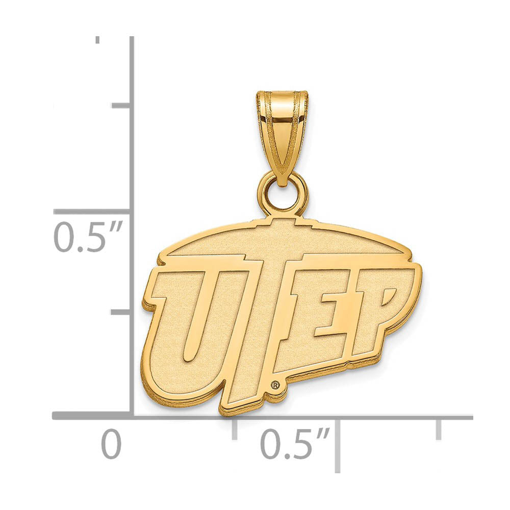 Alternate view of the 14k Yellow Gold U. of Texas at El Paso Small Logo Pendant by The Black Bow Jewelry Co.