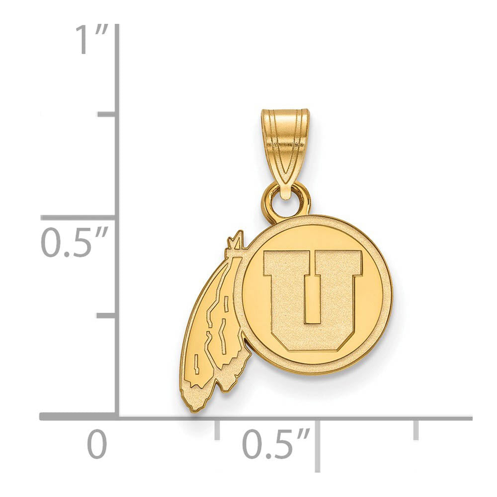 Alternate view of the 14k Yellow Gold U. of Utah Small Pendant by The Black Bow Jewelry Co.
