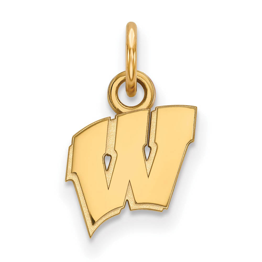 14k Yellow Gold U. of Wisconsin XS (Tiny) Initial W Charm or Pendant, Item P14543 by The Black Bow Jewelry Co.