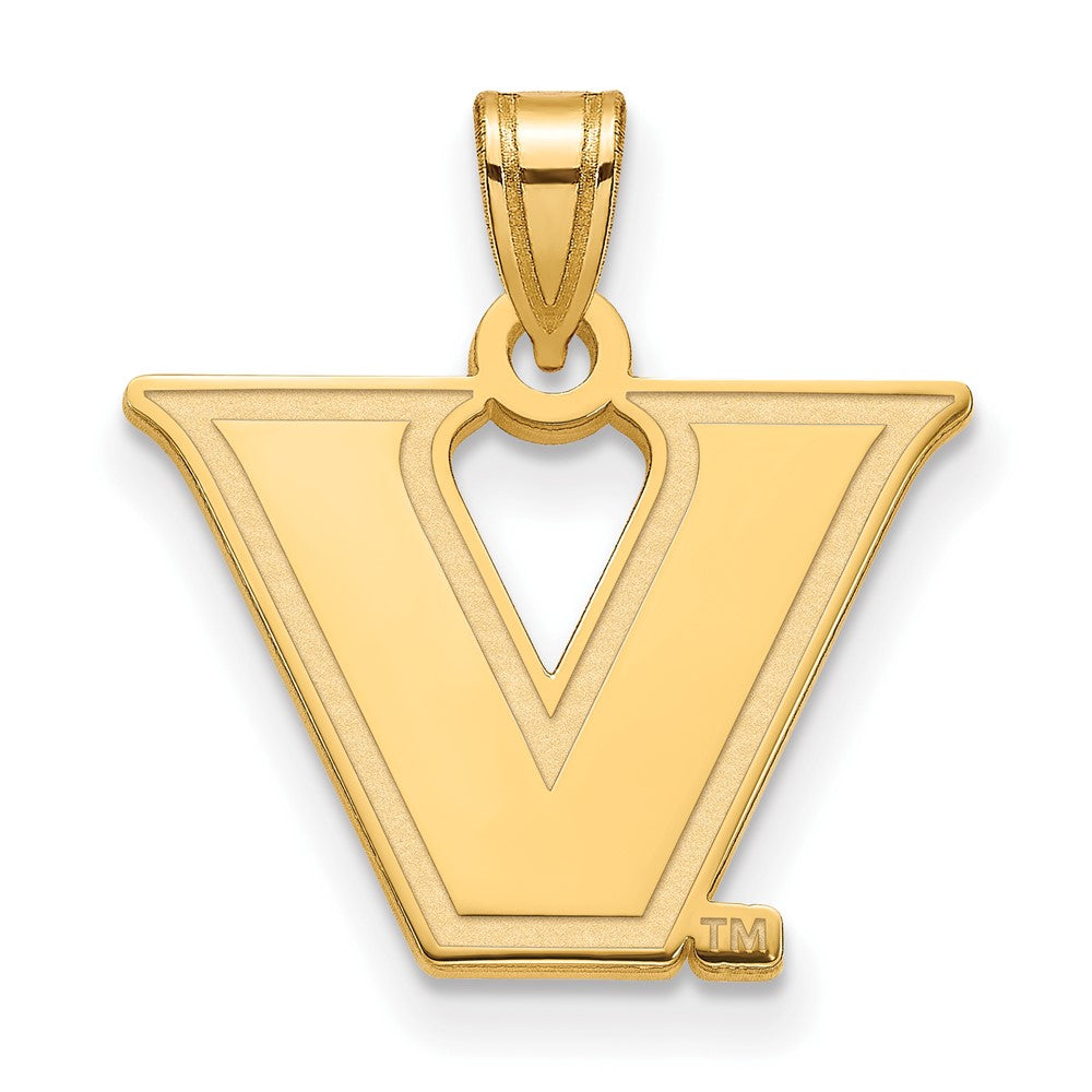 14k Yellow Gold Vanderbilt U. Small Logo Pendant, Item P14545 by The Black Bow Jewelry Co.