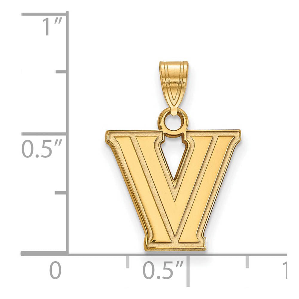 Alternate view of the 14k Yellow Gold Villanova U. Small Logo Pendant by The Black Bow Jewelry Co.