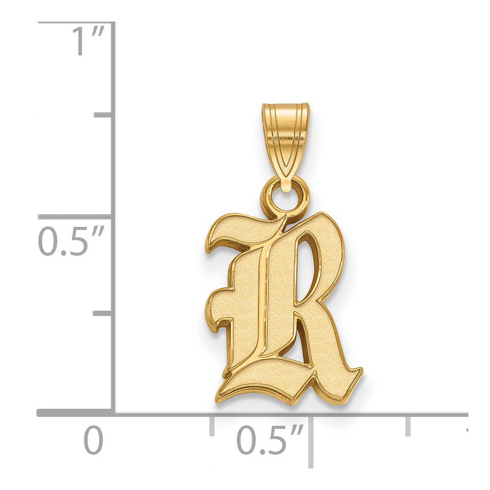 Alternate view of the 14k Yellow Gold Rice U. Small 'R' Pendant by The Black Bow Jewelry Co.