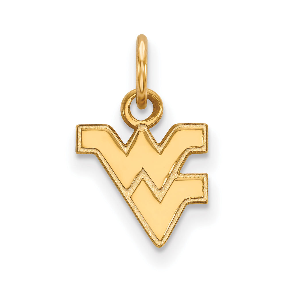 14k Yellow Gold West Virginia U. XS (Tiny) Logo Charm or Pendant, Item P14553 by The Black Bow Jewelry Co.