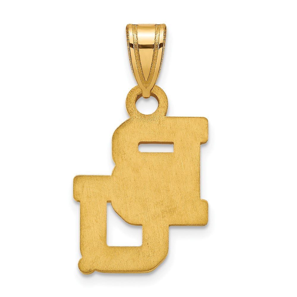 Alternate view of the 14k Yellow Gold Baylor U Small 'BU' Pendant by The Black Bow Jewelry Co.