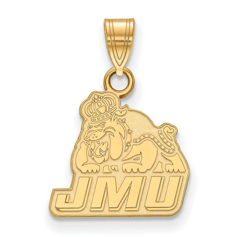 14k Yellow Gold James Madison U Small Logo Pendant, Item P14566 by The Black Bow Jewelry Co.