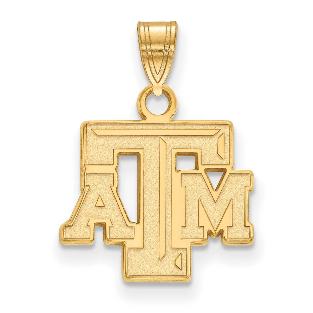 14k Yellow Gold Texas A&M U. Small Fancy 'TAM' Pendant, Item P14582 by The Black Bow Jewelry Co.