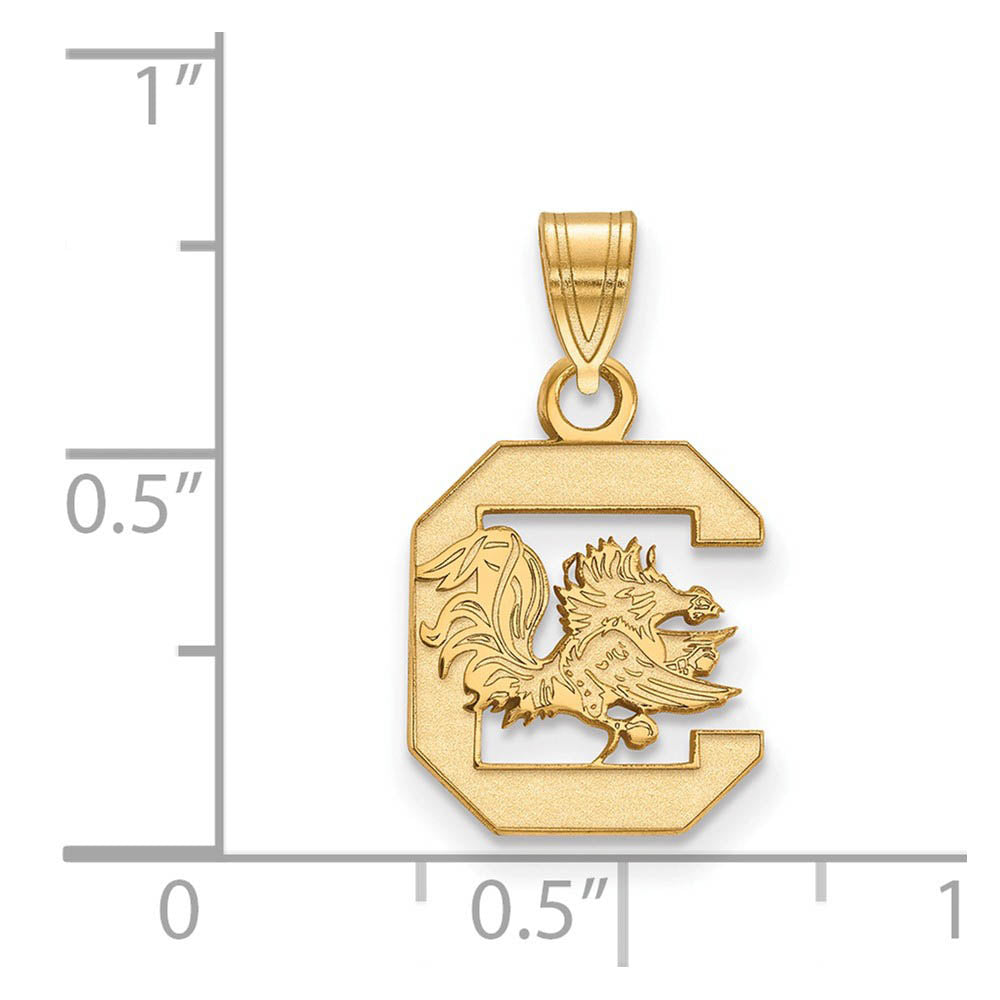 Alternate view of the 14k Yellow Gold South Carolina Small Logo Pendant by The Black Bow Jewelry Co.