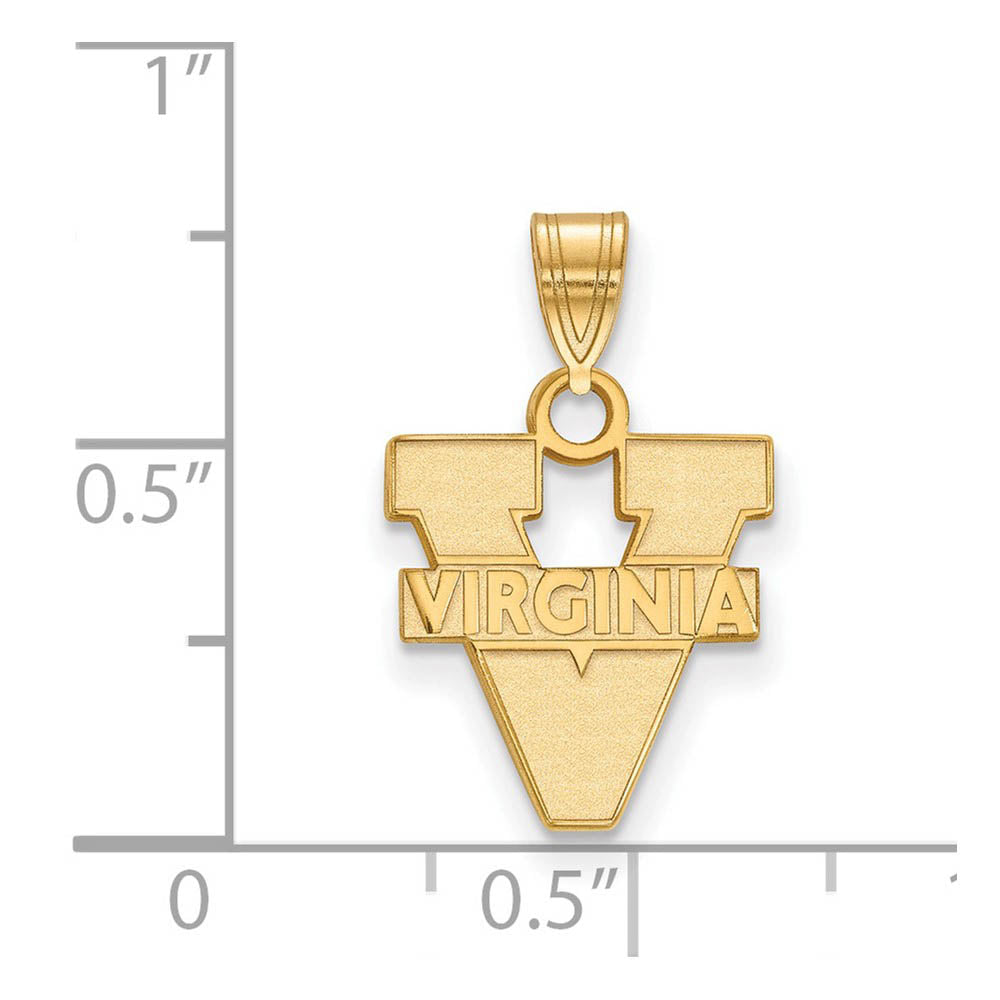 Alternate view of the 14k Yellow Gold U. of Virginia Small 'V' Logo Pendant by The Black Bow Jewelry Co.