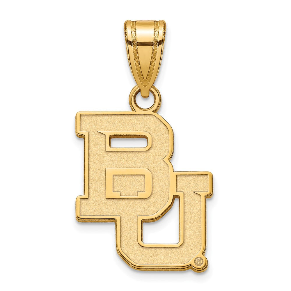 14k Yellow Gold Baylor U Medium 'BU' Pendant, Item P14611 by The Black Bow Jewelry Co.