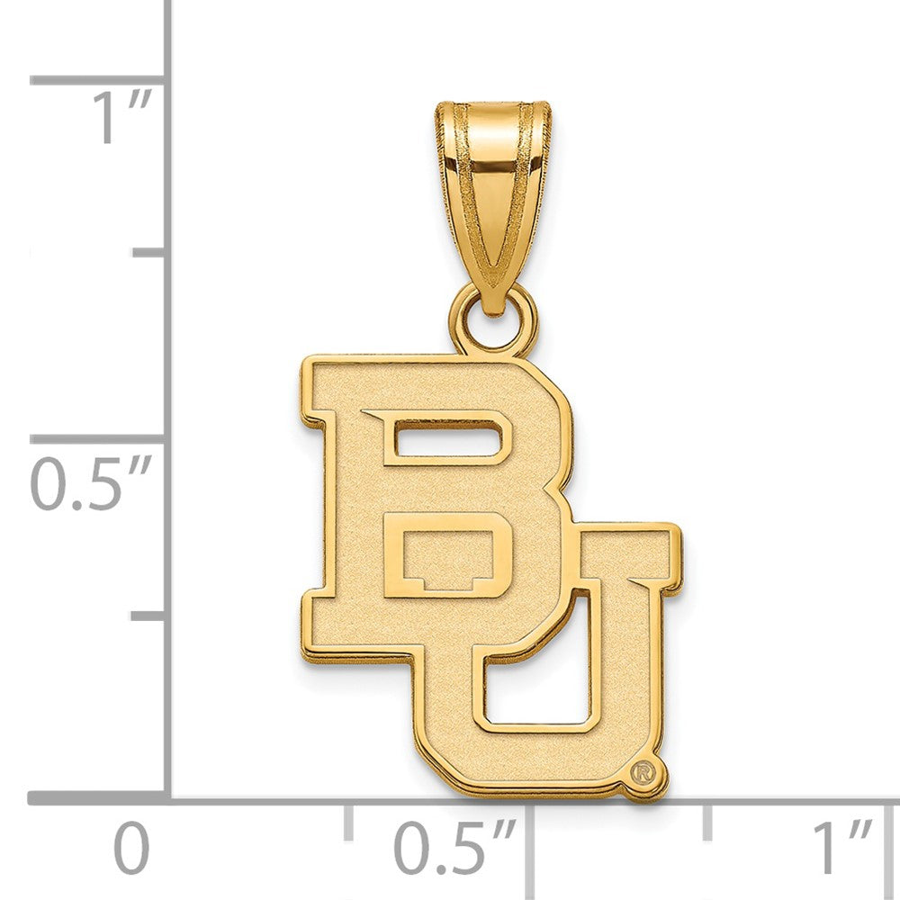 Alternate view of the 14k Yellow Gold Baylor U Medium 'BU' Pendant by The Black Bow Jewelry Co.