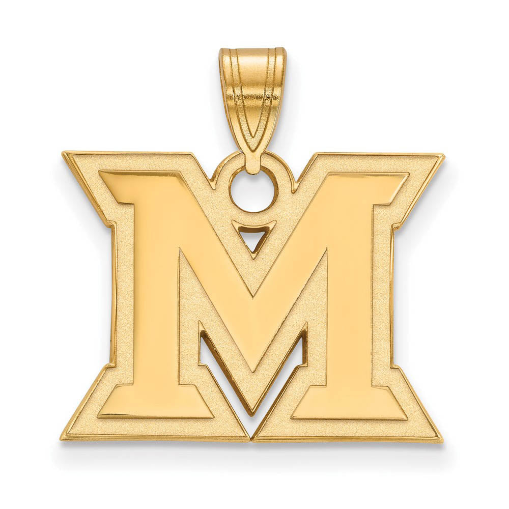 14k Yellow Gold Miami U Medium Initial M Pendant, Item P14621 by The Black Bow Jewelry Co.