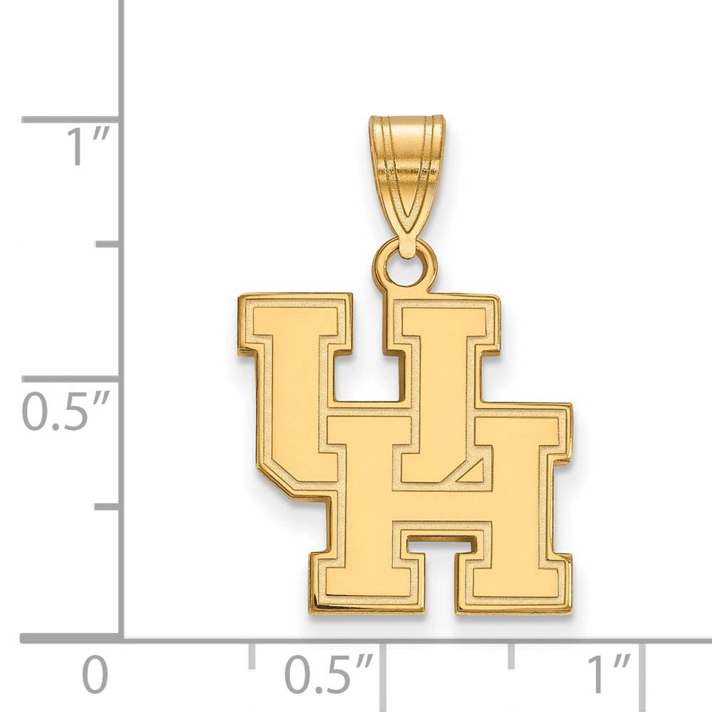 Alternate view of the 14k Yellow Gold U. of Houston Medium 'UH' Pendant by The Black Bow Jewelry Co.
